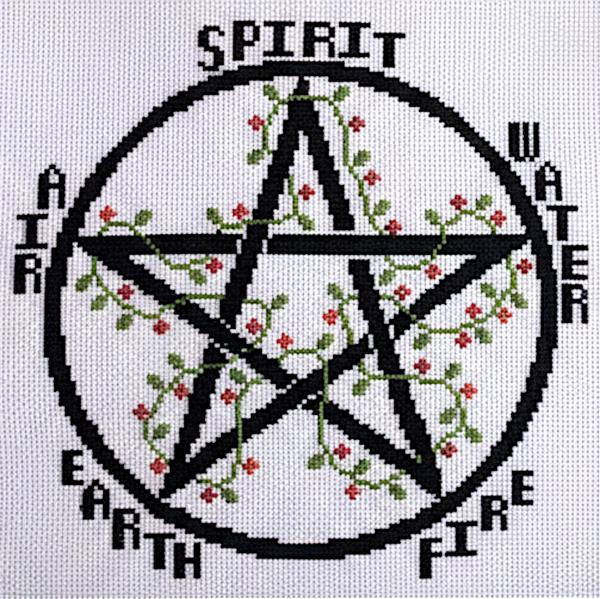 Elemental Pentagram Cross Stitch Pattern - SIS-301