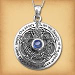 Silver Sapphire Moon Pentacle Pendant - PSS-2320