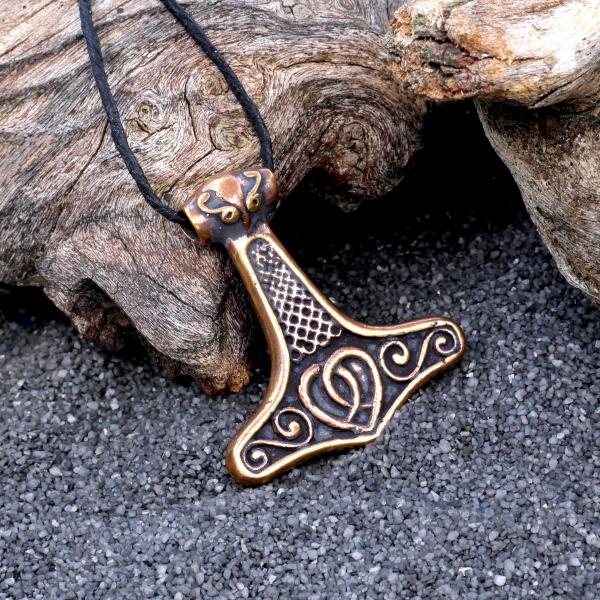 Bronze Thor's Hammer Pendant with Heart - PBZ-294 picture