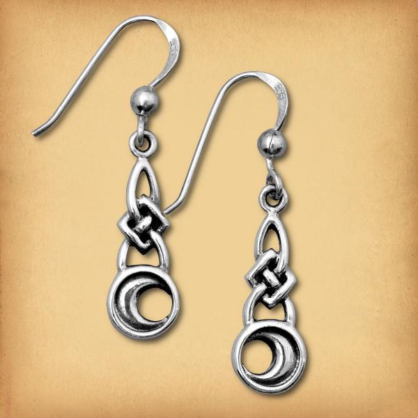 Silver Celtic Moon Earrings - ESS-206