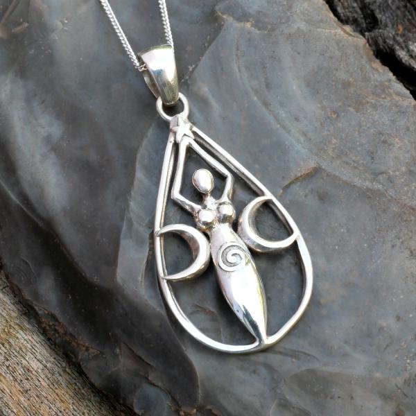 Silver Teardrop Goddess Pendant - PSS-G230 picture