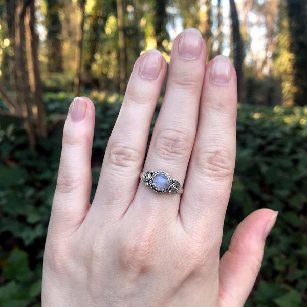 Silver Moonstone Spirals Ring - RSS-516 picture