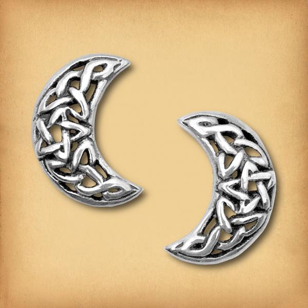 Silver Celtic Crescent Stud Earrings - ESS-649