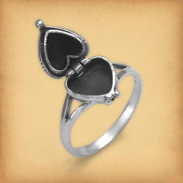 Silver Heart Poison Ring - RSS-506 picture