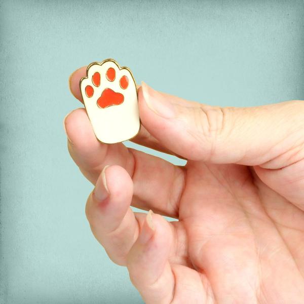 White Cat's Paw Enamel Pin - PIN-120 picture