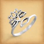 Silver Lotus and Leaf Ring - RSS-2814