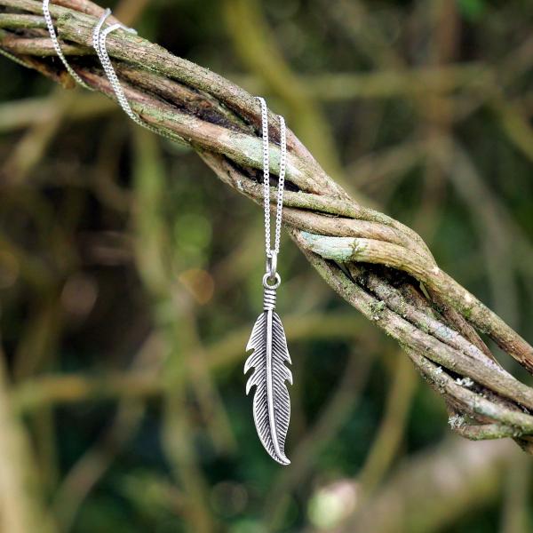 Silver Feather Pendant - PSS-9371 picture