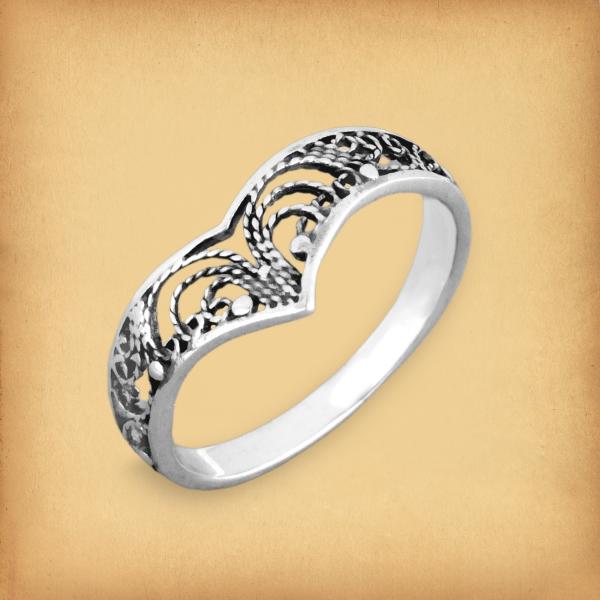 Silver Filigree Chevron Ring - RSS-725