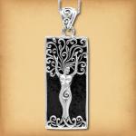 Silver Dryad Pendant w/ Lava Stone - PSS-G200