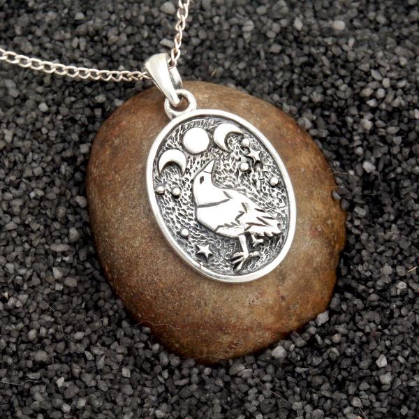 Silver Raven Moon Pendant - PSS-3044 picture