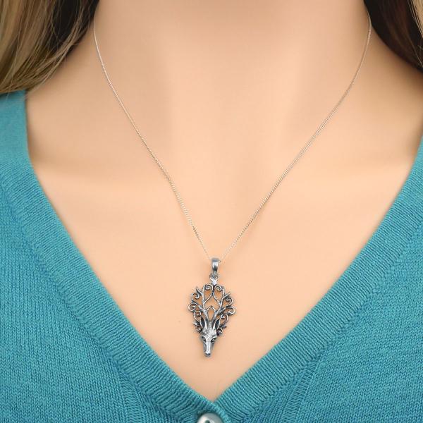 Silver Stag's Head Pendant - PSS-G260S picture