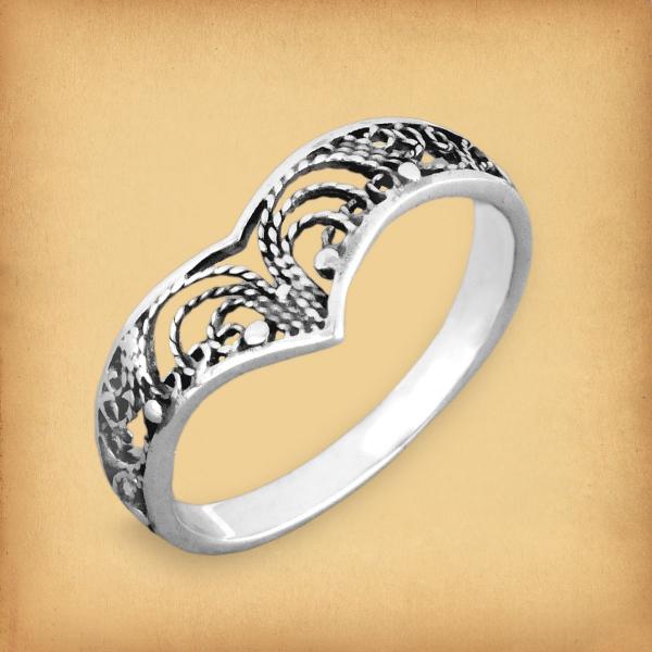 Silver Filigree Chevron Ring - RSS-725