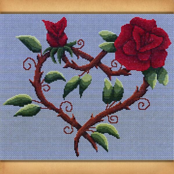 Flowered Heart Cross Stitch Pattern - SIA-673