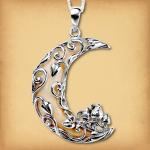 Silver Mushroom Moon Pendant - PSS-G340