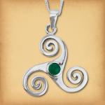 Silver Triskele Pendant w/Agate - PSS-065