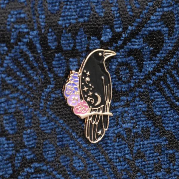 "Raven and Roses" Enamel Pin - PIN-092 picture