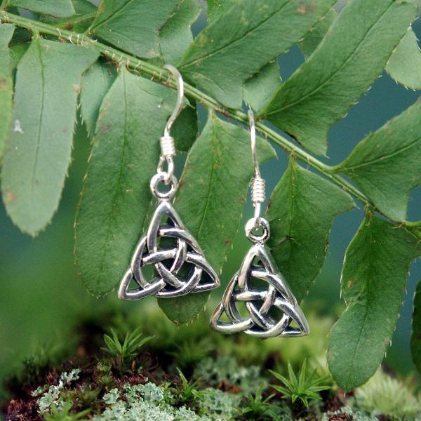 Silver Triquetra Dangle Earrings - ESS-498 picture