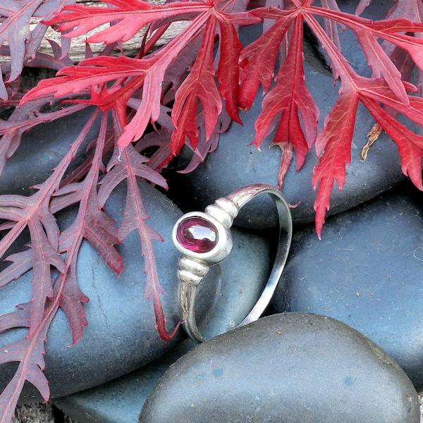 Silver Garnet Simplicity Ring - RSS-179 picture