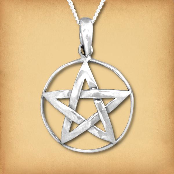 Silver Domed Pentacle Pendant - PSS-G290