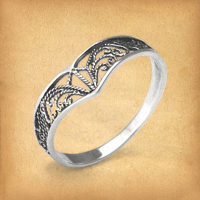 Silver Filigree Chevron Ring - RSS-119 picture