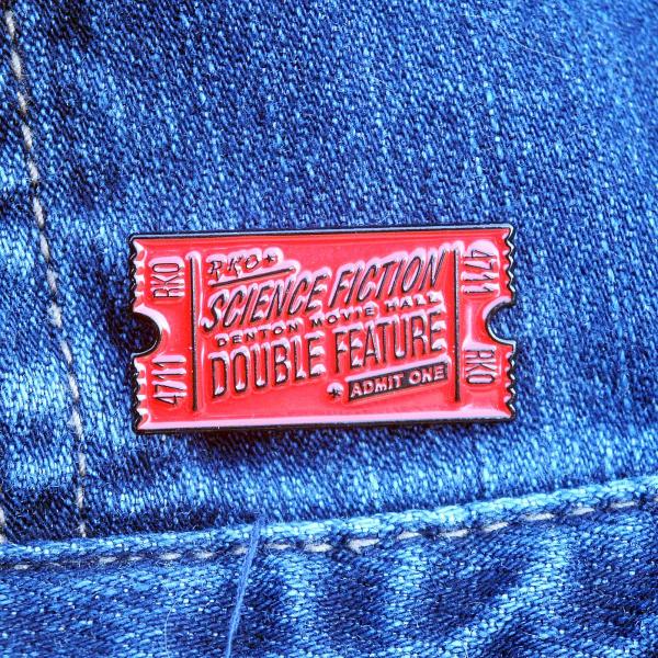 Double Feature Ticket Enamel Pin - PIN-062 picture