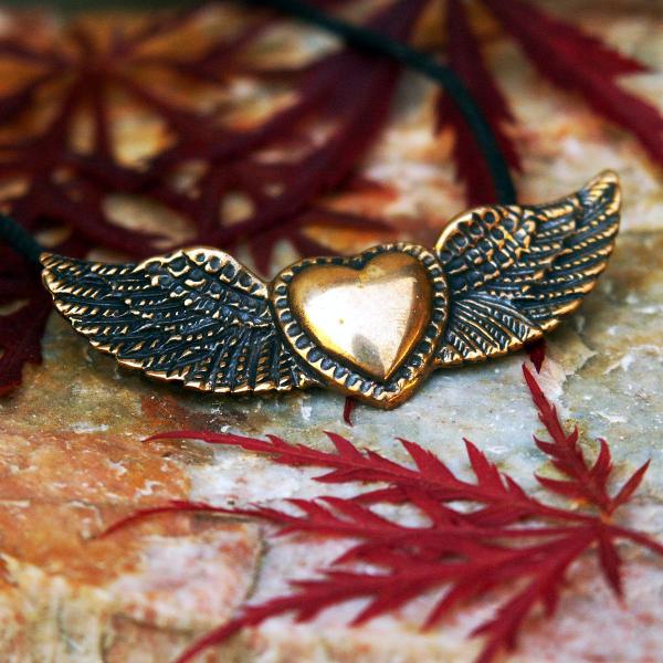 Winged Heart Bronze Pendant - PBZ-575 picture