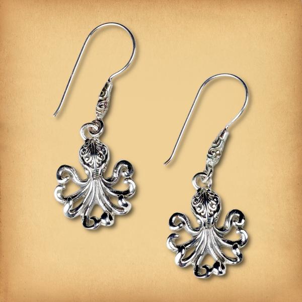 Silver Octopus Earrings - ESS-216