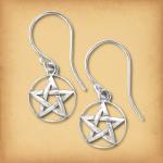 Silver Domed Pentacle Earrings - ESS-G290