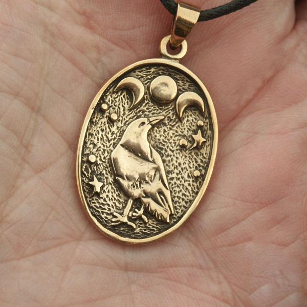 Raven Moon Bronze Pendant - PBZ-456 picture