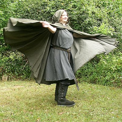Mossy Green Full Circle Cloak with Pixie Hood and Pockets - CLK-116 picture