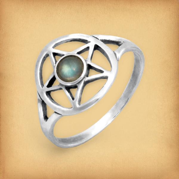 Silver Labradorite Pentacle Ring - RSS-5LB picture