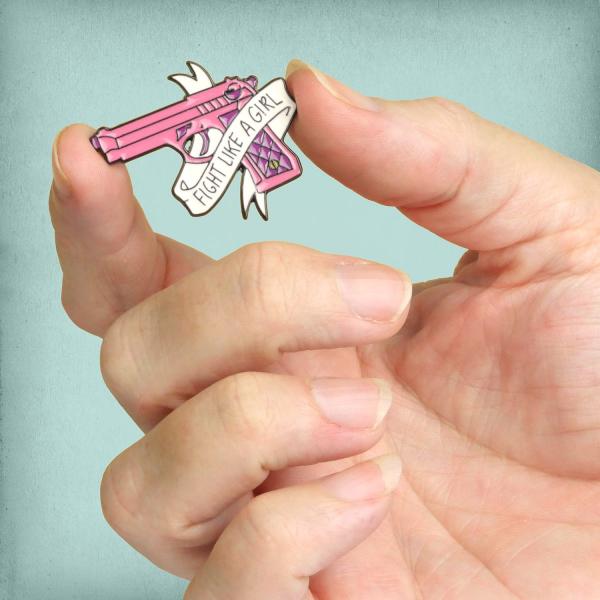 Pink Pistol Enamel Pin - PIN-136 picture