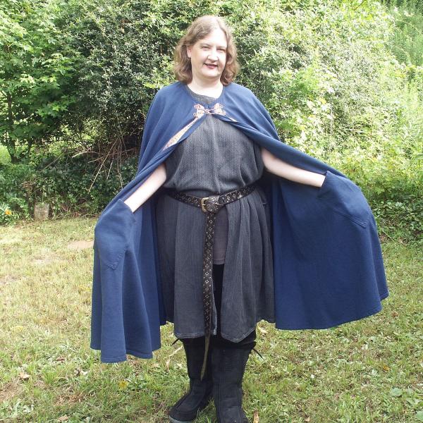 Royal Blue Full Circle Cloak with Trim and Pockets - CLK-118 picture