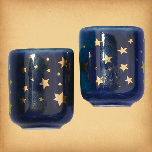 Pair of Gold Stars Mini Candle Holders - CAN-992