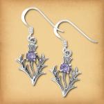 Silver Amethyst Thistle Earrings - ESS-255