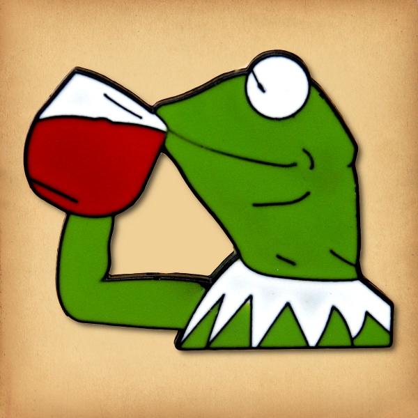 Tea Drinking Kermit Enamel Pin - PIN-080