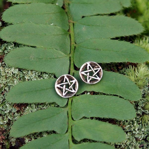 Silver Pentacle Post Earrings - ESS-015 picture