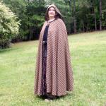 Extra Long Brown Striped Full Circle Cloak with Hood - CLK-079