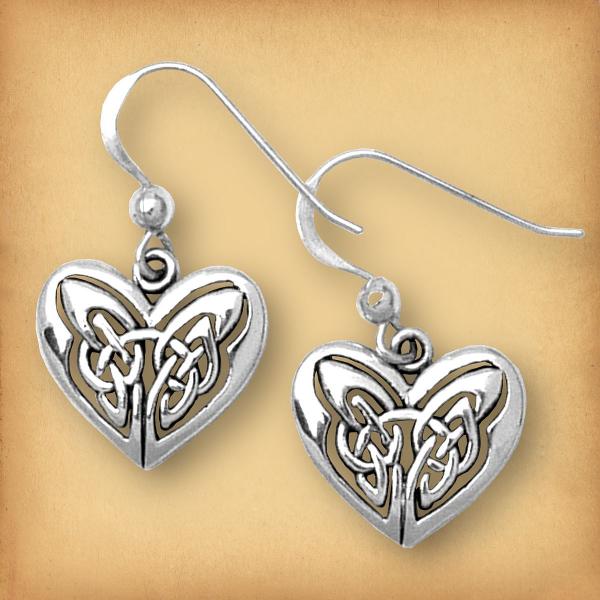 Silver Celtic Heart Earrings - ESS-490 picture