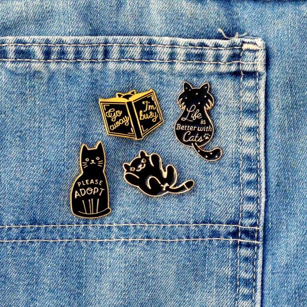 Belly Up Black Cat Enamel Pin - PIN-094 picture