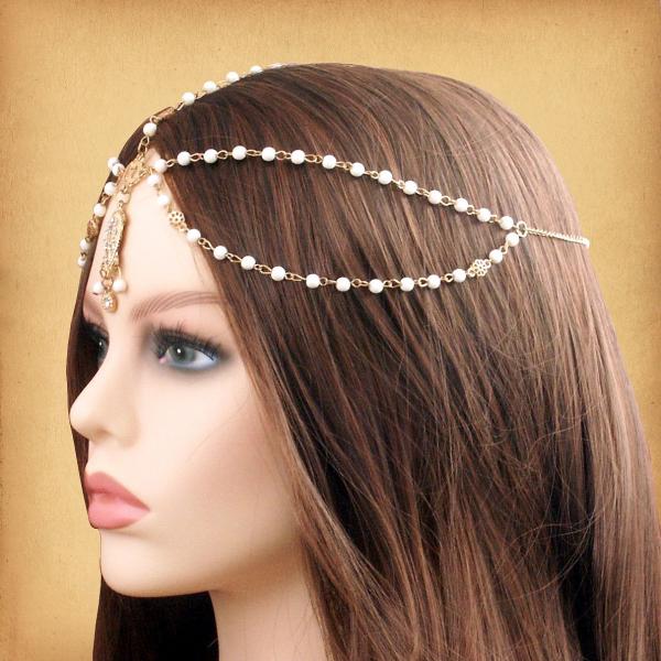 Faux Ivory Beaded Fantasy Headpiece - TIK-A100 picture