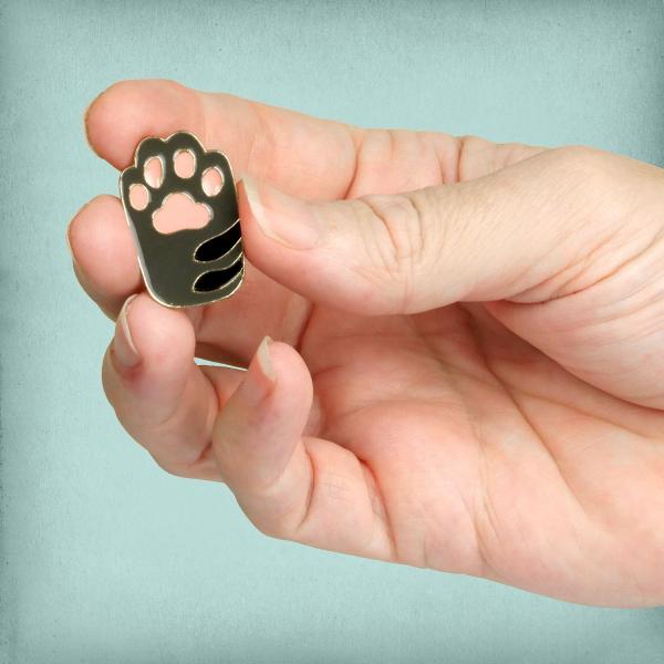 Grey Cat's Paw Enamel Pin - PIN-122 picture