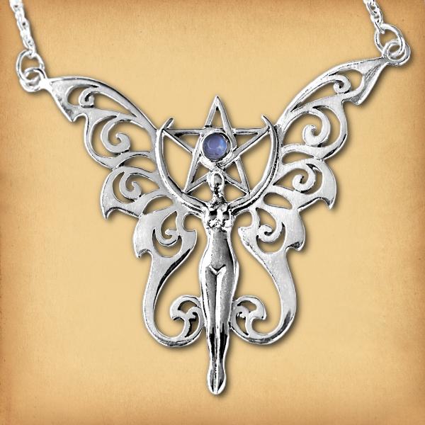Silver Faerie Pentacle Necklace - NEC-058