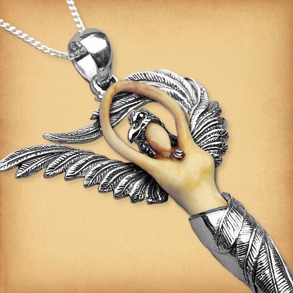 Silver Raven Goddess Pendant - PSS-G120S