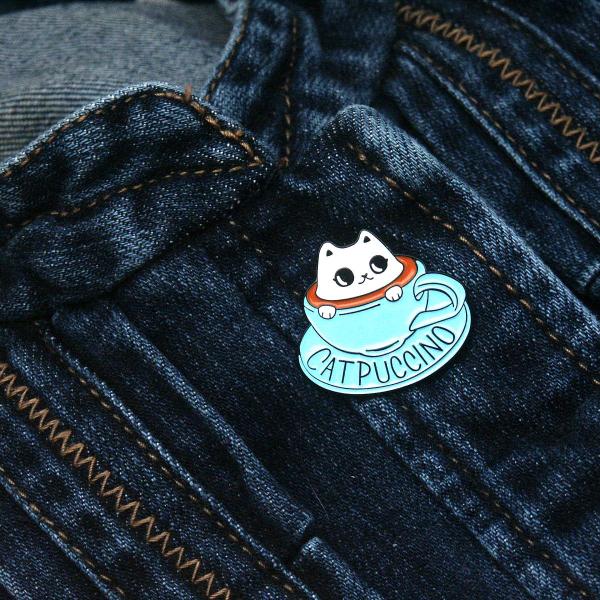 Cat-puccino Enamel Pin - PIN-132 picture