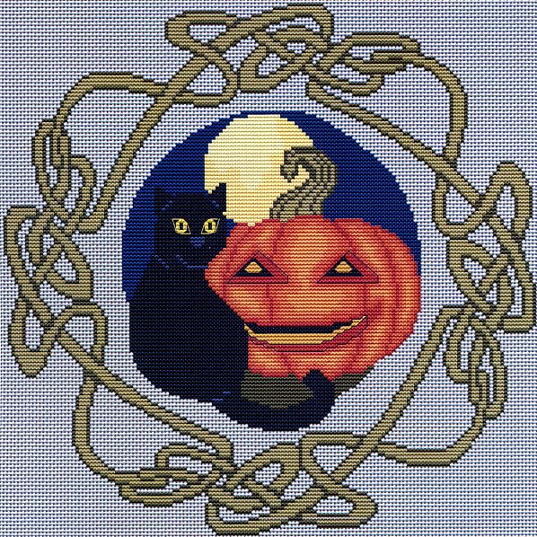 Black Cat Samhain Cross Stitch Pattern - SIA-248