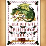 Sleeping Dragon Sampler Cross Stitch Pattern - SDD-015