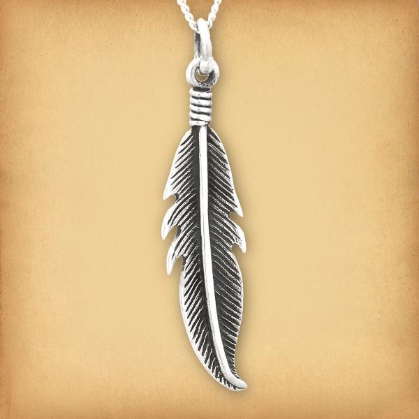 Silver Feather Pendant - PSS-9371 picture