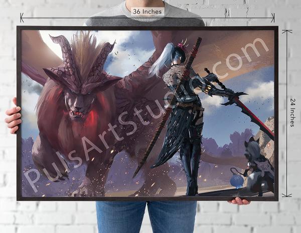 Monster Hunter: Teostra Poster/Playmat/XL Canvas picture