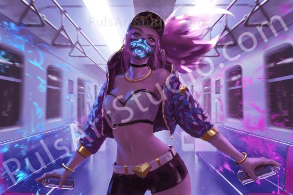 LoL: K/DA Akali (Poster/Playmat/XL Canvas)